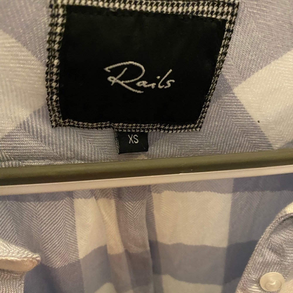 XS Rails Light blue/white checker buttonUp, worn 1